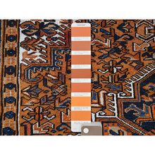 Load image into Gallery viewer, 7&#39;4&quot;x10&#39;1&quot; Apricot Orange, Vintage Persian Heriz With Geometric Medallion Design, Pure Wool, Hand Knotted, Even Wear, Sheared Low, Good Condition, Sides And Ends Professionally Secured, Oriental Rug FWR1722
