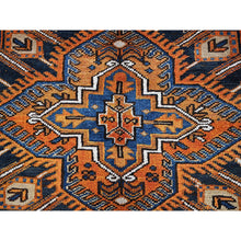 Load image into Gallery viewer, 7&#39;4&quot;x10&#39;1&quot; Apricot Orange, Vintage Persian Heriz With Geometric Medallion Design, Pure Wool, Hand Knotted, Even Wear, Sheared Low, Good Condition, Sides And Ends Professionally Secured, Oriental Rug FWR1722