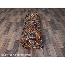 Load image into Gallery viewer, 7&#39;4&quot;x10&#39;1&quot; Apricot Orange, Vintage Persian Heriz With Geometric Medallion Design, Pure Wool, Hand Knotted, Even Wear, Sheared Low, Good Condition, Sides And Ends Professionally Secured, Oriental Rug FWR1722