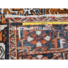 Load image into Gallery viewer, 7&#39;4&quot;x10&#39;1&quot; Apricot Orange, Vintage Persian Heriz With Geometric Medallion Design, Pure Wool, Hand Knotted, Even Wear, Sheared Low, Good Condition, Sides And Ends Professionally Secured, Oriental Rug FWR1722