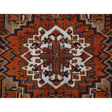 Load image into Gallery viewer, 6&#39;7&quot;x9&#39;7&quot; Vivid Orange, Vintage Persian Heriz With Geometric Medallion Design, 100% Wool, Hand Knotted, Even Wear, Sheared Low, Good Condition, Sides And Ends Professionally Secured, Oriental Rug FWR1746