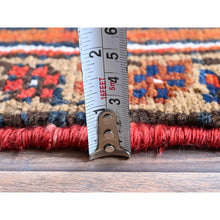 Load image into Gallery viewer, 6&#39;7&quot;x9&#39;7&quot; Vivid Orange, Vintage Persian Heriz With Geometric Medallion Design, 100% Wool, Hand Knotted, Even Wear, Sheared Low, Good Condition, Sides And Ends Professionally Secured, Oriental Rug FWR1746