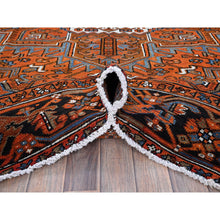 Load image into Gallery viewer, 7&#39;7&quot;x10&#39;7&quot; Squash Orange, Vintage Persian Heriz With Large Medallion Design, 100% Wool, Hand Knotted, Even Wear, Cropped Thin, Good Condition, Sides And Ends Professionally Secured, Oriental Rug FWR1758