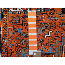 Load image into Gallery viewer, 7&#39;7&quot;x10&#39;7&quot; Squash Orange, Vintage Persian Heriz With Large Medallion Design, 100% Wool, Hand Knotted, Even Wear, Cropped Thin, Good Condition, Sides And Ends Professionally Secured, Oriental Rug FWR1758