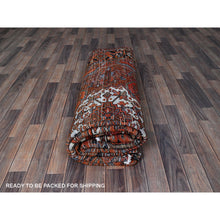 Load image into Gallery viewer, 7&#39;7&quot;x10&#39;7&quot; Squash Orange, Vintage Persian Heriz With Large Medallion Design, 100% Wool, Hand Knotted, Even Wear, Cropped Thin, Good Condition, Sides And Ends Professionally Secured, Oriental Rug FWR1758