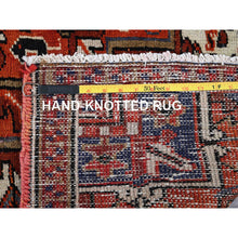 Load image into Gallery viewer, 4&#39;9&quot;x8&#39;1&quot; Vivid Orange, Vintage Persian Heriz With Geometric Medallion Design, Animal Figurines, Pure Wool, Hand Knotted, Even Wear, Sheared Low, Good Condition, Sides And Ends Professionally Secured, Oriental Rug FWR1764