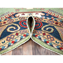 Load image into Gallery viewer, 9&#39;2&quot;x11&#39;7&quot; Pastel Green, Afghan Special Kazak, Geometric Medallions Design, Hand Knotted, Densely Woven, Pure Wool, Vegetable Dyes, Oriental Rug FWR1794