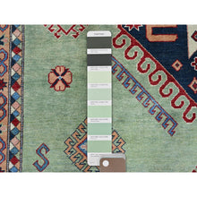 Load image into Gallery viewer, 9&#39;2&quot;x11&#39;7&quot; Pastel Green, Afghan Special Kazak, Geometric Medallions Design, Hand Knotted, Densely Woven, Pure Wool, Vegetable Dyes, Oriental Rug FWR1794