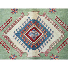Load image into Gallery viewer, 9&#39;2&quot;x11&#39;7&quot; Pastel Green, Afghan Special Kazak, Geometric Medallions Design, Hand Knotted, Densely Woven, Pure Wool, Vegetable Dyes, Oriental Rug FWR1794
