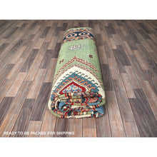 Load image into Gallery viewer, 9&#39;2&quot;x11&#39;7&quot; Pastel Green, Afghan Special Kazak, Geometric Medallions Design, Hand Knotted, Densely Woven, Pure Wool, Vegetable Dyes, Oriental Rug FWR1794