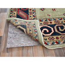 Load image into Gallery viewer, 8&#39;x10&#39;4&quot; Laurel Green, Afghan Special Kazak With Geometric Medallions Design, Hand Knotted, Densely Woven, 100% Wool, Vegetable Dyes, Oriental Rug FWR1806