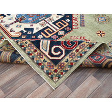 Load image into Gallery viewer, 8&#39;x10&#39;4&quot; Laurel Green, Afghan Special Kazak With Geometric Medallions Design, Hand Knotted, Densely Woven, 100% Wool, Vegetable Dyes, Oriental Rug FWR1806