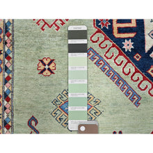 Load image into Gallery viewer, 8&#39;x10&#39;4&quot; Laurel Green, Afghan Special Kazak With Geometric Medallions Design, Hand Knotted, Densely Woven, 100% Wool, Vegetable Dyes, Oriental Rug FWR1806