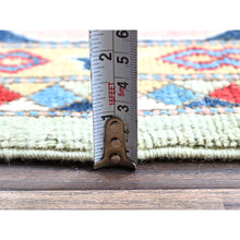 Load image into Gallery viewer, 8&#39;x10&#39;4&quot; Laurel Green, Afghan Special Kazak With Geometric Medallions Design, Hand Knotted, Densely Woven, 100% Wool, Vegetable Dyes, Oriental Rug FWR1806