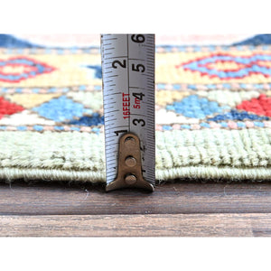 8'x10'4" Laurel Green, Afghan Special Kazak With Geometric Medallions Design, Hand Knotted, Densely Woven, 100% Wool, Vegetable Dyes, Oriental Rug FWR1806