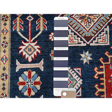 Load image into Gallery viewer, 8&#39;x9&#39;10&quot; Midnight Blue, Afghan Special Kazak With Geometric Medallions Design, Densely Woven, 100% Wool, Hand Knotted, Vegetable Dyes, Oriental Rug FWR1818
