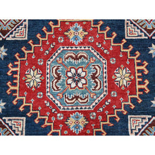 Load image into Gallery viewer, 8&#39;x9&#39;10&quot; Midnight Blue, Afghan Special Kazak With Geometric Medallions Design, Densely Woven, 100% Wool, Hand Knotted, Vegetable Dyes, Oriental Rug FWR1818