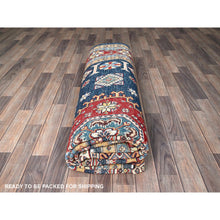 Load image into Gallery viewer, 8&#39;x9&#39;10&quot; Midnight Blue, Afghan Special Kazak With Geometric Medallions Design, Densely Woven, 100% Wool, Hand Knotted, Vegetable Dyes, Oriental Rug FWR1818
