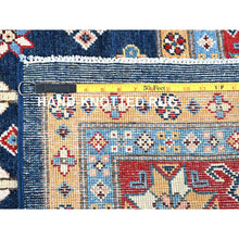 Load image into Gallery viewer, 8&#39;x9&#39;10&quot; Midnight Blue, Afghan Special Kazak With Geometric Medallions Design, Densely Woven, 100% Wool, Hand Knotted, Vegetable Dyes, Oriental Rug FWR1818