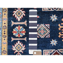 Load image into Gallery viewer, 8&#39;1&quot;x9&#39;8&quot; Midnight Blue, Afghan Special Kazak With Geometric Medallions Pattern, Hand Knotted, Densely Woven, 100% Wool, Natural Dyes, Oriental Rug FWR1824