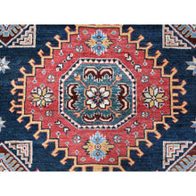 Load image into Gallery viewer, 8&#39;1&quot;x9&#39;8&quot; Midnight Blue, Afghan Special Kazak With Geometric Medallions Pattern, Hand Knotted, Densely Woven, 100% Wool, Natural Dyes, Oriental Rug FWR1824
