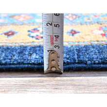 Load image into Gallery viewer, 8&#39;1&quot;x9&#39;8&quot; Midnight Blue, Afghan Special Kazak With Geometric Medallions Pattern, Hand Knotted, Densely Woven, 100% Wool, Natural Dyes, Oriental Rug FWR1824