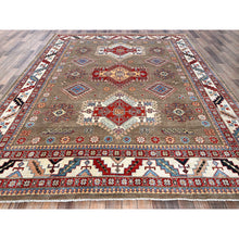 Load image into Gallery viewer, 8&#39;2&quot;x10&#39; Beaver Brown, Afghan Special Kazak With Geometric Medallions Design, Hand Knotted, Densely Woven, 100% Wool, Vegetable Dyes, Oriental Rug FWR1830