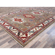 Load image into Gallery viewer, 8&#39;2&quot;x10&#39; Beaver Brown, Afghan Special Kazak With Geometric Medallions Design, Hand Knotted, Densely Woven, 100% Wool, Vegetable Dyes, Oriental Rug FWR1830