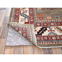 Load image into Gallery viewer, 8&#39;2&quot;x10&#39; Beaver Brown, Afghan Special Kazak With Geometric Medallions Design, Hand Knotted, Densely Woven, 100% Wool, Vegetable Dyes, Oriental Rug FWR1830