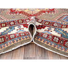 Load image into Gallery viewer, 8&#39;2&quot;x10&#39; Beaver Brown, Afghan Special Kazak With Geometric Medallions Design, Hand Knotted, Densely Woven, 100% Wool, Vegetable Dyes, Oriental Rug FWR1830