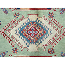 Load image into Gallery viewer, 8&#39;4&quot;x9&#39;7&quot; Pistachio Green, Afghan Special Kazak With Geometric Medallions Design, Densely Woven, 100% Wool, Hand Knotted, Vegetable Dyes, Oriental Rug FWR1836