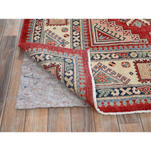 Load image into Gallery viewer, 7&#39;10&quot;x9&#39;9&quot; Crimson Red, Afghan Special Kazak With Geometric Pattern, 100% Wool, Hand Knotted, Densely Woven, Natural Dyes, Oriental Rug FWR1860
