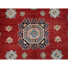 Load image into Gallery viewer, 7&#39;10&quot;x9&#39;9&quot; Crimson Red, Afghan Special Kazak With Geometric Pattern, 100% Wool, Hand Knotted, Densely Woven, Natural Dyes, Oriental Rug FWR1860