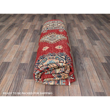 Load image into Gallery viewer, 7&#39;10&quot;x9&#39;9&quot; Crimson Red, Afghan Special Kazak With Geometric Pattern, 100% Wool, Hand Knotted, Densely Woven, Natural Dyes, Oriental Rug FWR1860