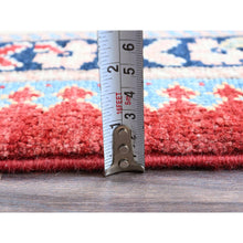 Load image into Gallery viewer, 7&#39;10&quot;x9&#39;9&quot; Crimson Red, Afghan Special Kazak With Geometric Pattern, 100% Wool, Hand Knotted, Densely Woven, Natural Dyes, Oriental Rug FWR1860