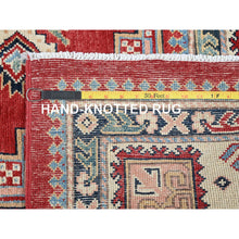 Load image into Gallery viewer, 7&#39;10&quot;x9&#39;9&quot; Crimson Red, Afghan Special Kazak With Geometric Pattern, 100% Wool, Hand Knotted, Densely Woven, Natural Dyes, Oriental Rug FWR1860
