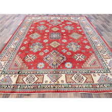 Load image into Gallery viewer, 8&#39;x10&#39; Angels Red, Afghan Special Kazak With Geometric Medallions Design, 100% Wool, Densely Woven, Hand Knotted, Vegetable Dyes, Oriental Rug FWR1866