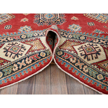 Load image into Gallery viewer, 8&#39;x10&#39; Angels Red, Afghan Special Kazak With Geometric Medallions Design, 100% Wool, Densely Woven, Hand Knotted, Vegetable Dyes, Oriental Rug FWR1866