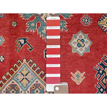 Load image into Gallery viewer, 8&#39;x10&#39; Angels Red, Afghan Special Kazak With Geometric Medallions Design, 100% Wool, Densely Woven, Hand Knotted, Vegetable Dyes, Oriental Rug FWR1866
