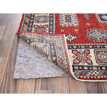 Load image into Gallery viewer, 6&#39;x9&#39; Prismatic Red, Afghan Special Kazak With Geometric Medallions Design, Vegetable Dyes, 100% Wool, Hand Knotted, Densely Woven, Oriental Rug FWR1884