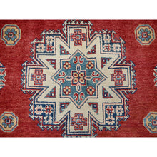 Load image into Gallery viewer, 6&#39;x9&#39; Prismatic Red, Afghan Special Kazak With Geometric Medallions Design, Vegetable Dyes, 100% Wool, Hand Knotted, Densely Woven, Oriental Rug FWR1884