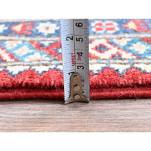 Load image into Gallery viewer, 6&#39;x9&#39; Prismatic Red, Afghan Special Kazak With Geometric Medallions Design, Vegetable Dyes, 100% Wool, Hand Knotted, Densely Woven, Oriental Rug FWR1884