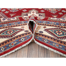 Load image into Gallery viewer, 6&#39;x8&#39;10&quot; Crimson Red, Afghan Special Kazak With Geometric Pattern, Hand Knotted, 100% Wool, Densely Woven, Natural Dyes, Oriental Rug FWR1890
