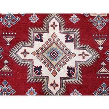 Load image into Gallery viewer, 6&#39;x8&#39;10&quot; Crimson Red, Afghan Special Kazak With Geometric Pattern, Hand Knotted, 100% Wool, Densely Woven, Natural Dyes, Oriental Rug FWR1890
