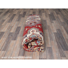 Load image into Gallery viewer, 6&#39;x8&#39;10&quot; Crimson Red, Afghan Special Kazak With Geometric Pattern, Hand Knotted, 100% Wool, Densely Woven, Natural Dyes, Oriental Rug FWR1890