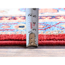 Load image into Gallery viewer, 6&#39;x8&#39;10&quot; Crimson Red, Afghan Special Kazak With Geometric Pattern, Hand Knotted, 100% Wool, Densely Woven, Natural Dyes, Oriental Rug FWR1890