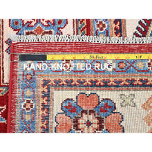 Load image into Gallery viewer, 6&#39;x8&#39;10&quot; Crimson Red, Afghan Special Kazak With Geometric Pattern, Hand Knotted, 100% Wool, Densely Woven, Natural Dyes, Oriental Rug FWR1890