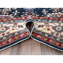 Load image into Gallery viewer, 9&#39;x11&#39;7&quot; Midnight Blue, Afghan Peshawar With Heriz All Over Design, Hand Knotted, Soft 100% Wool, Densely Woven, Oriental Rug FWR1902
