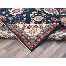 Load image into Gallery viewer, 9&#39;x11&#39;7&quot; Midnight Blue, Afghan Peshawar With Heriz All Over Design, Hand Knotted, Soft 100% Wool, Densely Woven, Oriental Rug FWR1902