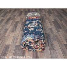 Load image into Gallery viewer, 9&#39;x11&#39;7&quot; Midnight Blue, Afghan Peshawar With Heriz All Over Design, Hand Knotted, Soft 100% Wool, Densely Woven, Oriental Rug FWR1902